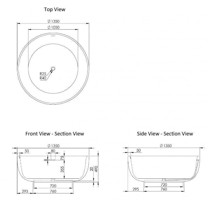Круглая ванна в центре комнаты из смолы LUSSO Notion ARCH-00015932 - Вид №11