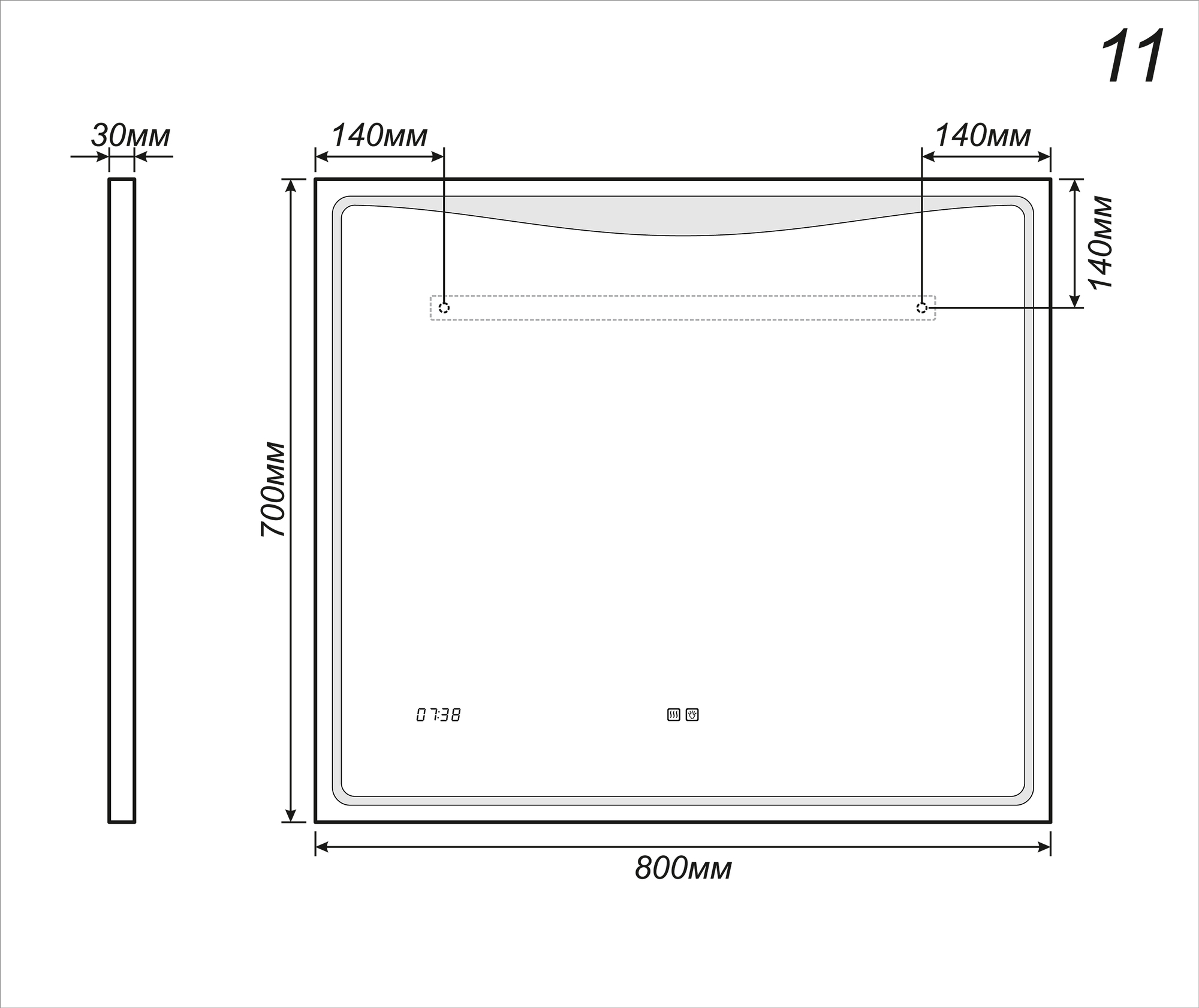 Зеркало Eva Luxe 800800⨉40⨉700 мм хром VIGO sun-id-665175 - Вид №3