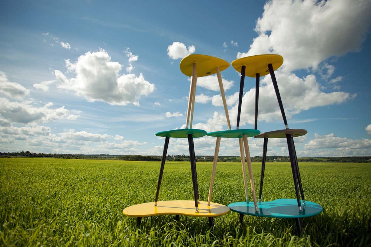 Кофейный столик с черными ножками бирюзовый "Капля" WOODI  00-3966494 Зеленый  - Вид №5