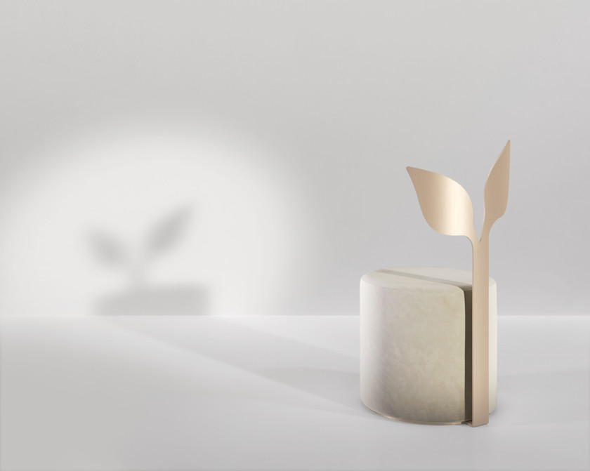 Secolo Ivy Мягкий пуф со спинкой Плющ из сатинированной стали  - Вид №1