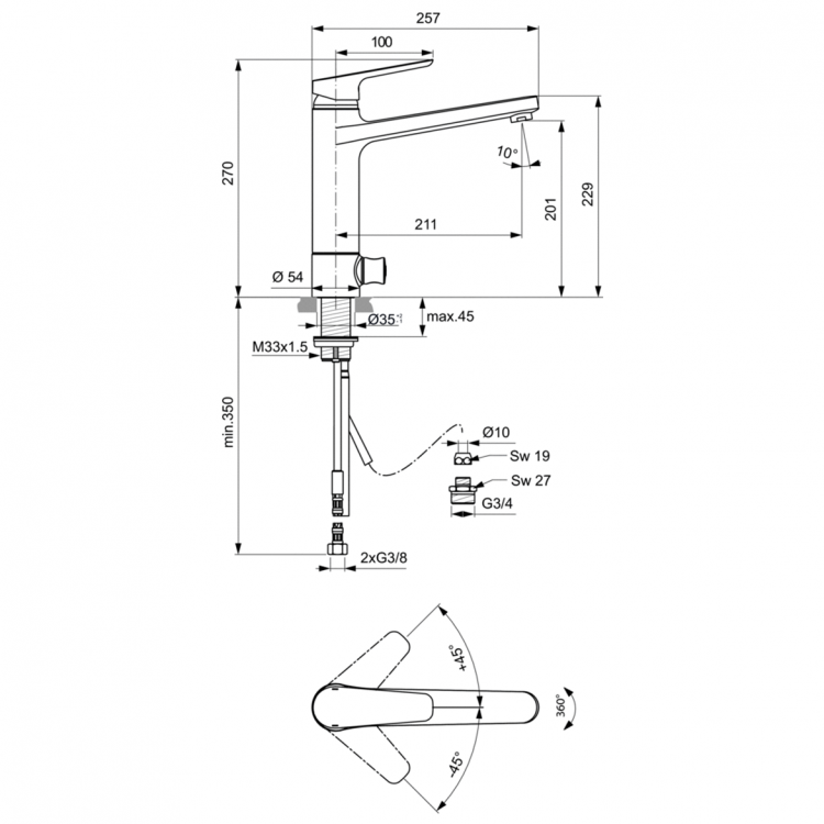 B0955AA Смеситель для кухонной мойки Ideal Standard CERAPLAN III  - Вид №1