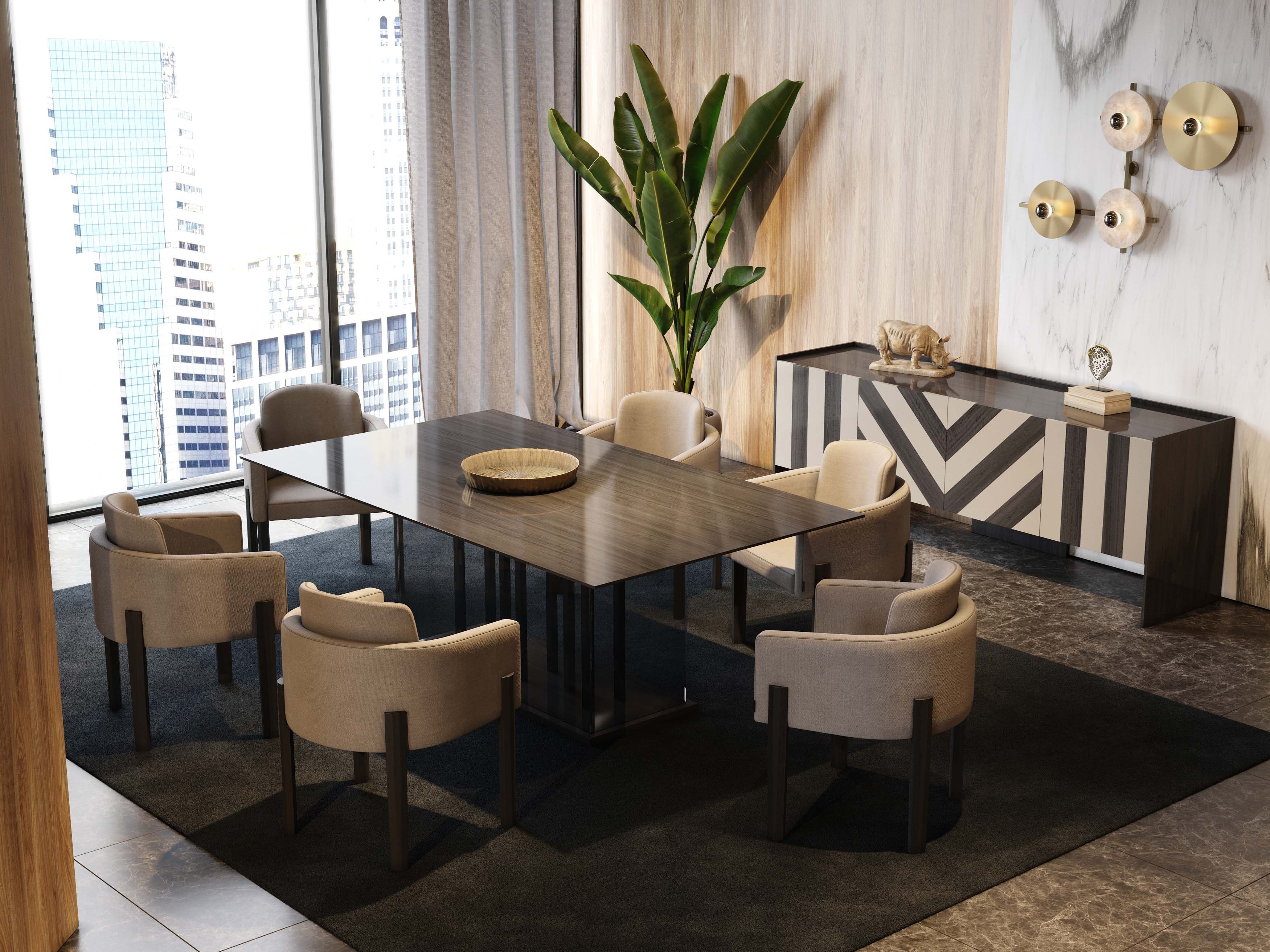 Прямоугольный обеденный стол из нержавеющей стали и дерева Stylish Club His &amp ARCH-00103372 - Вид №6