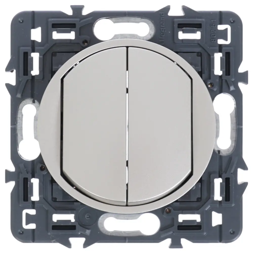 Переключатель встраиваемый Legrand Celiane 2 клавиши, цвет титан STLM-2037908