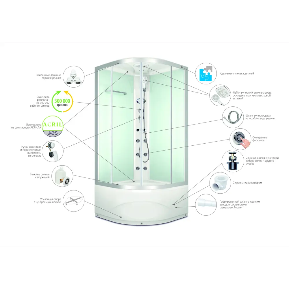 DOMANI-SPA Delight — угловая душевая кабина с гидромассажем 90×90 см 87210148 STLM-0975134 - Вид №3