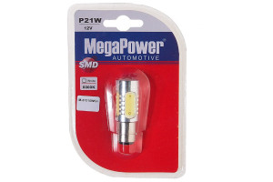 15959253 Автолампа P21/5W BAY15d 5 SMD MEGA WHITE, блистер M-57315Wбл Megapower
