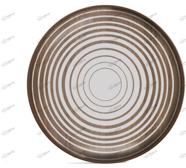 Ethnicraft Круглый поднос из дерева и стекла Linear flow 20925