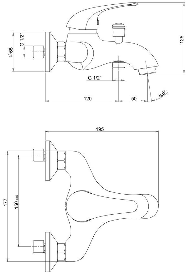Paini Smile 39CR111CAKM смеситель для ванны - Вид №3