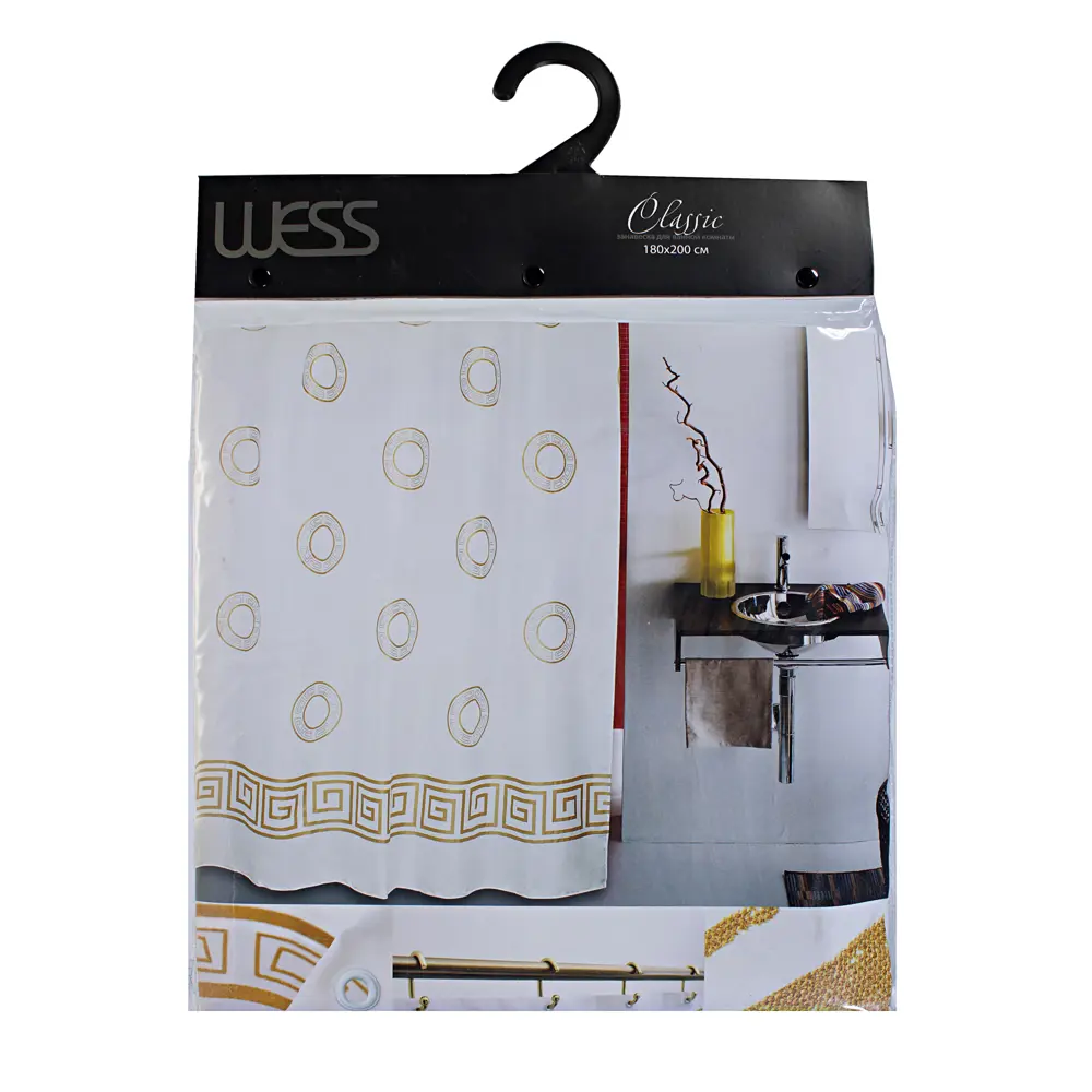 Штора для ванной комнаты «Classic» 180х200 см цвет жёлтый WESS STLM-2000533 - Вид №2