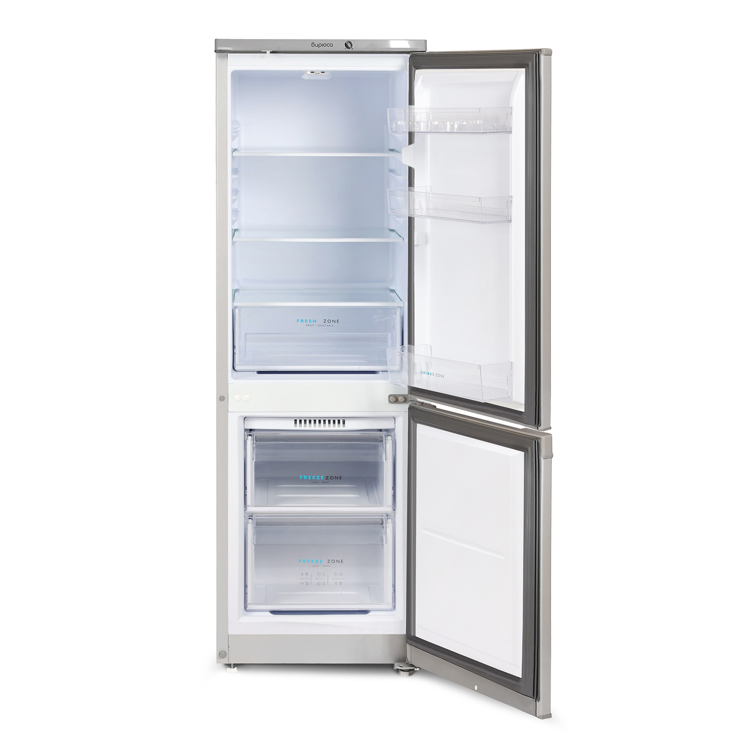 9283699 Холодильник с морозильником   БИРЮСА M418 серебристый STDN-0096041 - Вид №1