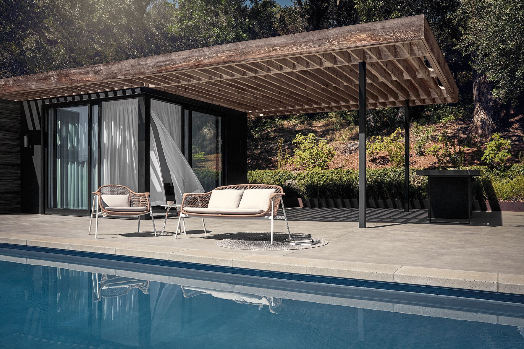 Круглый алюминиевый садовый журнальный столик с керамической столешницей Gloster свежий ARCH-00083600 - Вид №3