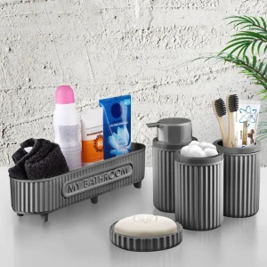 Набор аксессуаров для ванной Merlo 5 предметов цвет серый