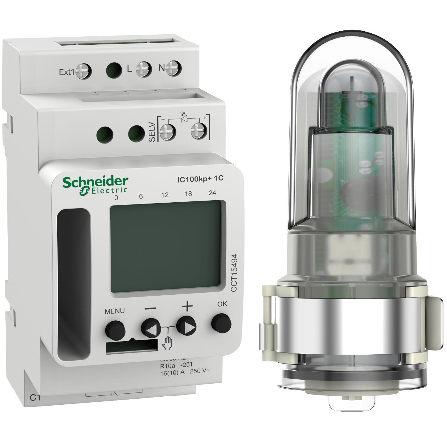 CCT15494 СУМЕРЕЧНЫЙ ВЫКЛ-ЛЬ IC100kp+ 1С прогр.c улич.дат,1вых,под-ка BT модуля (excluded) Schneider Electric 