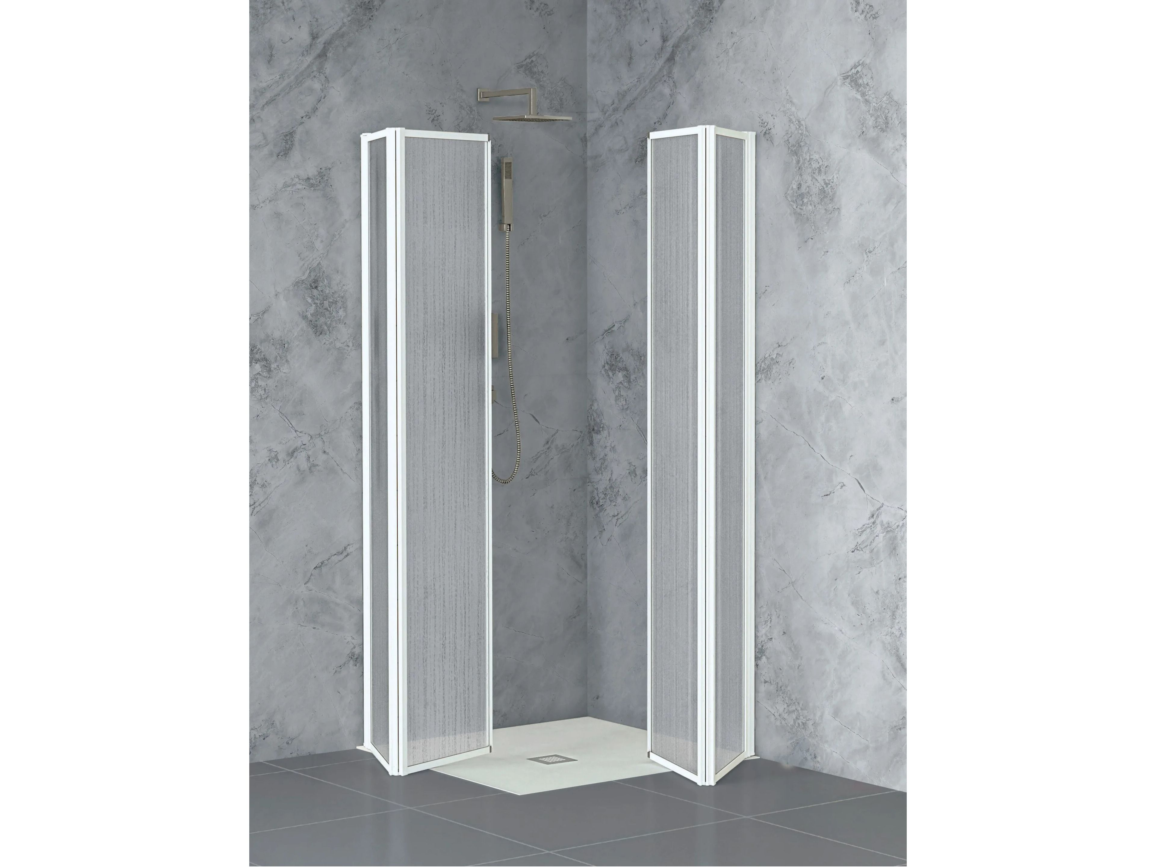 Угловая душевая кабина из акрилового стекла с раздвижной дверью Metidea золото ARCH-00085290 - Вид №1