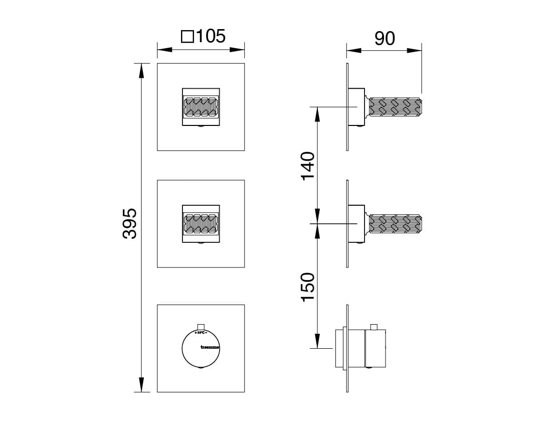 Набор для душа из латуни с душем и ручным душем Rubinetterie Treemme ARCH-00061060 - Вид №3