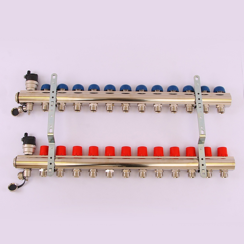 Коллекторная группа TOPWAY с регулировочными и термостатическими вентилями с резьбой под евроконус EMMETI 1"x3/4"ЕК 12 выходов 01298730 - Вид №3