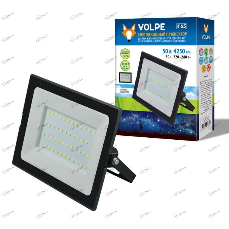 Уличный прожектор светодиодный настенный черный Volpe ULF-Q513 50W/6500K IP65 220-240В VOLPE ULF-Q513 00-3899394 Черный 