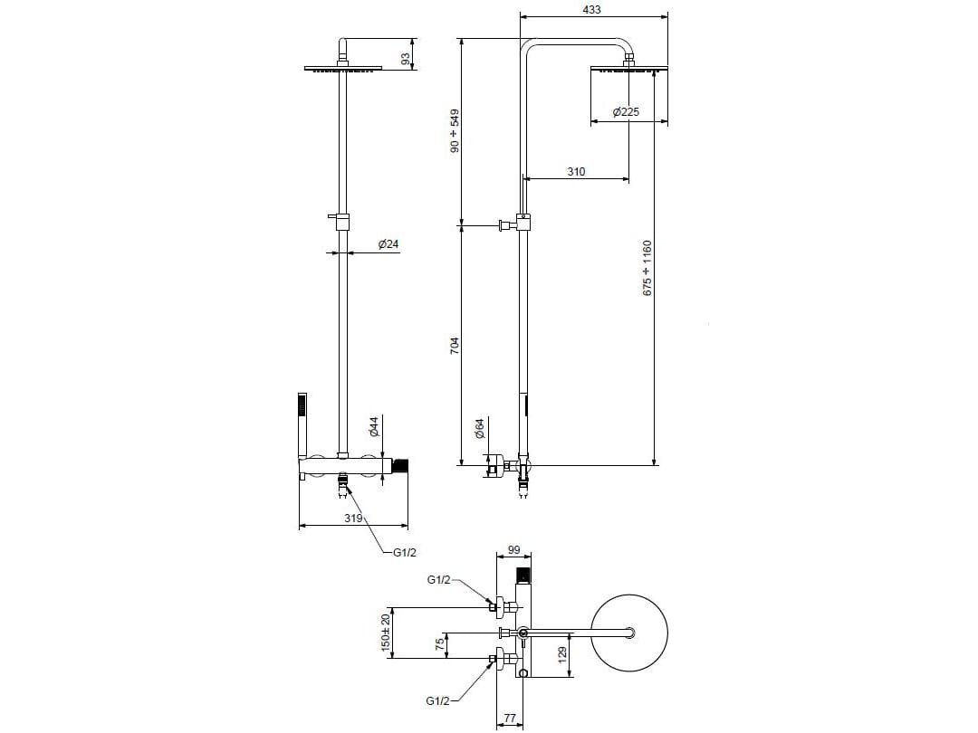 Хромированная латунная душевая колонна Bugnatese Moon ARCH-00027431 - Вид №2