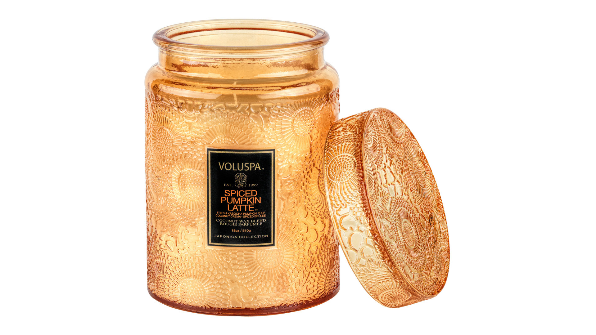 10673735 VOLUSPA Свеча ароматическая в банке с крышкой VOLUSPA Пряности, тыква, латте 1000г, стекло Стекло  - Вид №1