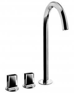 N405SW  Смеситель для раковины на 3 отверстия, высокий изливвылет 17,5 см без ручек ограничитель потока воды до 5 л/мин при 3 бар картридж керамический 90° подводка без донного клапана ручки заказываются отдельно, см. раздел ''Ручки'' Fantini Rubinetti VE