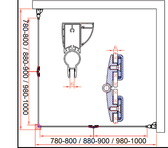 Душевой уголок CEZARES ELENA-W-ASH-2-80/100-P-Cr-L - Вид №5