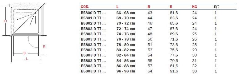 INDA® Душевая кабина угловая стеклянная с распашной дверцей Claire design B580…s/d-b575…0 - Вид №3