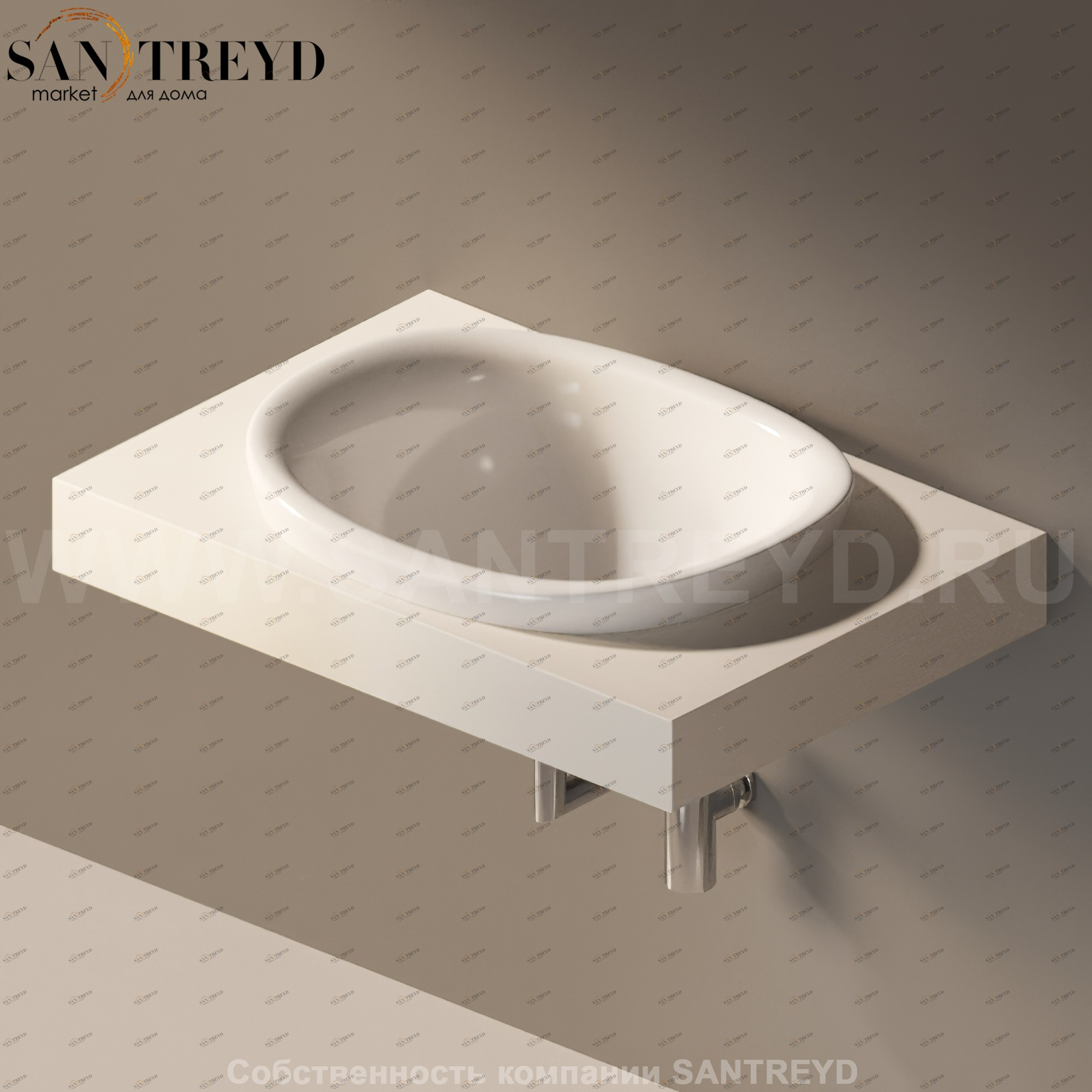 Flaminia IO e SI Столешница с отверстием под раковину бежевая IO60M1.9003 Ceramica Flaminia IO60M19003