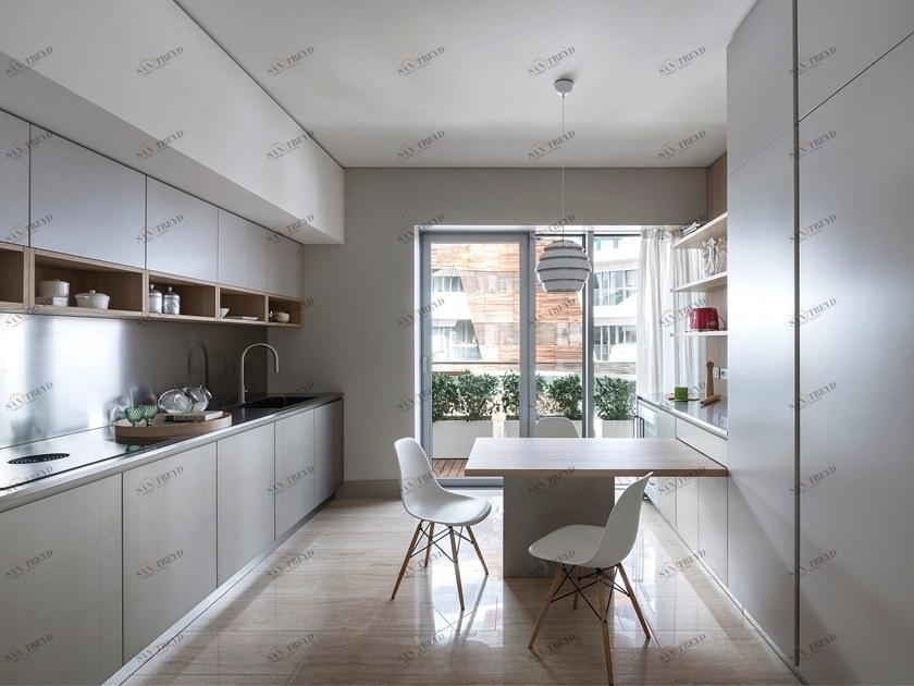 TM Italia Cucine Двухсторонняя линейная кухня с консольным столом K6 sun-id-1478858