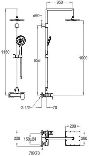 Fir Italia Настенная душевая стойка с ручным душем Colonne doccia 4462336 - Вид №1