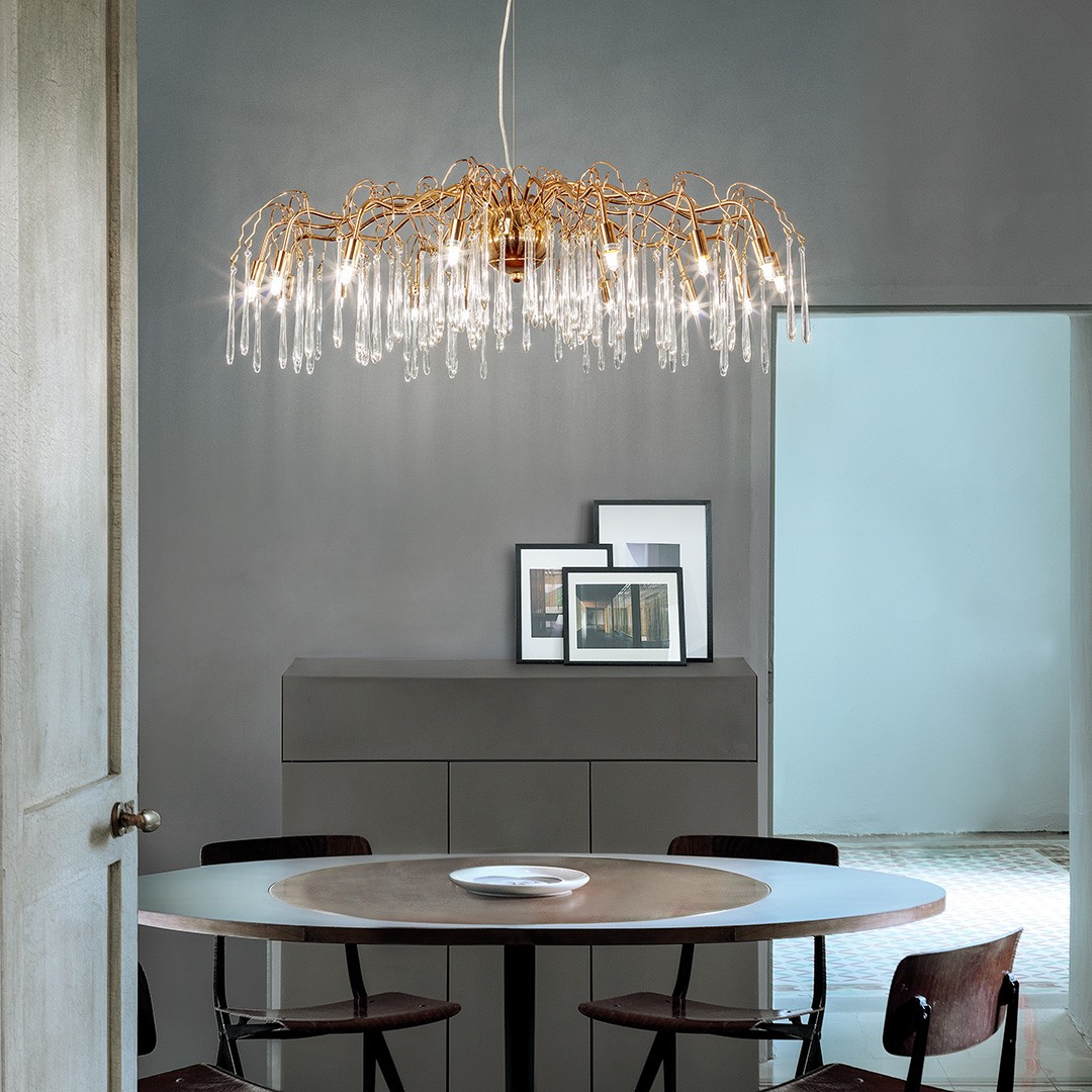 Frezia Light 1005/15 A золотая подвесная люстра на 15 лампочек 116018 - Вид №1