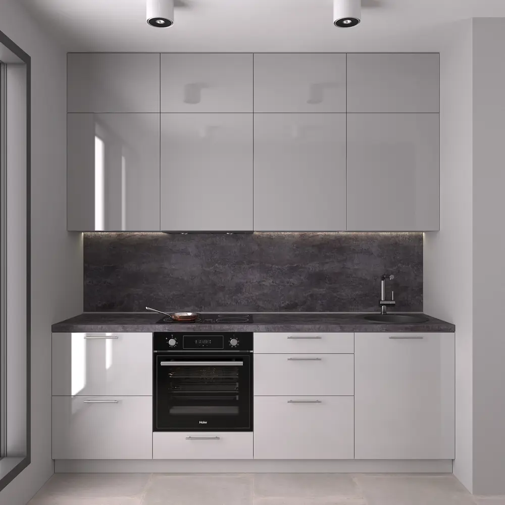 Стеновая панель для кухни KONSENSA Бетон темный 300x0.6x60 см ДСП цвет серый STLM-2046277 - Вид №3