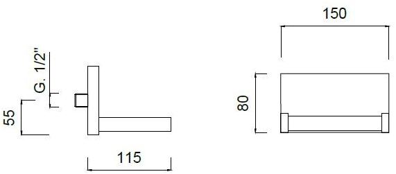 Rubinetteria Giulini Настенный каскадный излив для ванны Pablolux F9856/b1 - Вид №1