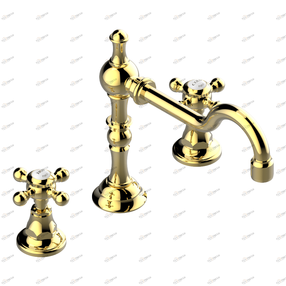 G25-151 Смеситель для раковины на три отверстия устанавливаемый на борту с донным клапаном Thg-paris 1900 G25 151 CAT.F