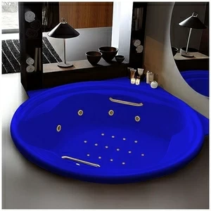 Ванна Gruppo treesse Ninfa V659Q-SIZ синяя с гидромассажем аэромассажем дезинфекцией и пультом ДУ круглая большая с золотой фурнитурой