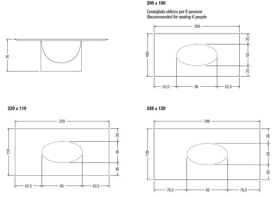 Стол с металлическим основанием и деревянной столешницей Lago U TABLE - 2490W ARCH-00072534 - Вид №2