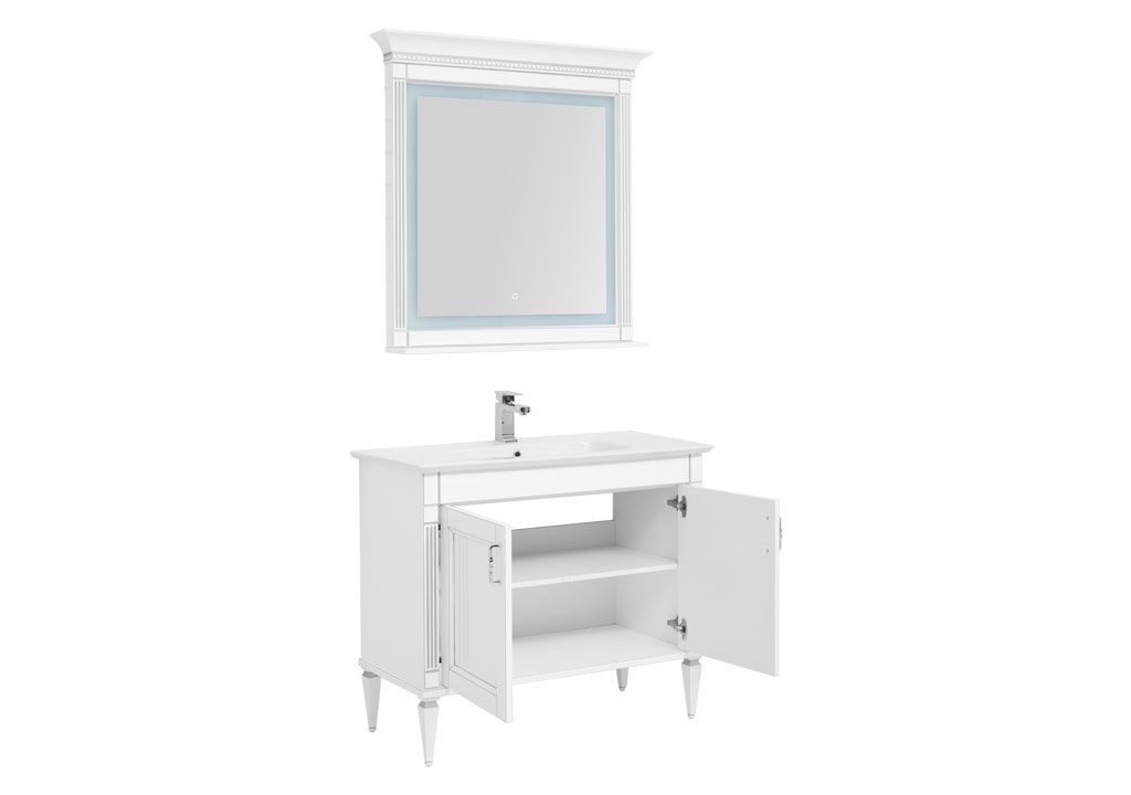 Комплект мебели для ванной Aquanet Селена 105 белый/серебро (2 дверцы) 00233125 - Вид №1