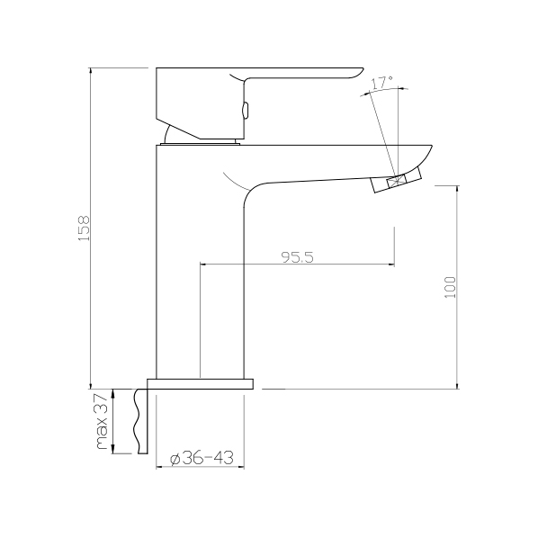 35-04P OLIMP black  Смеситель для умывальника  ARGO kran 3504polimpblack - Вид №1