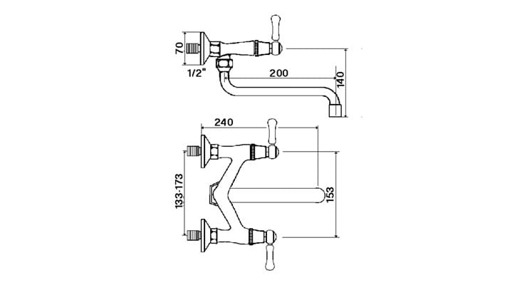 Смеситель для кухни с 2 отверстиями rvb 1935 WOOD ARCH-00095994 - Вид №1
