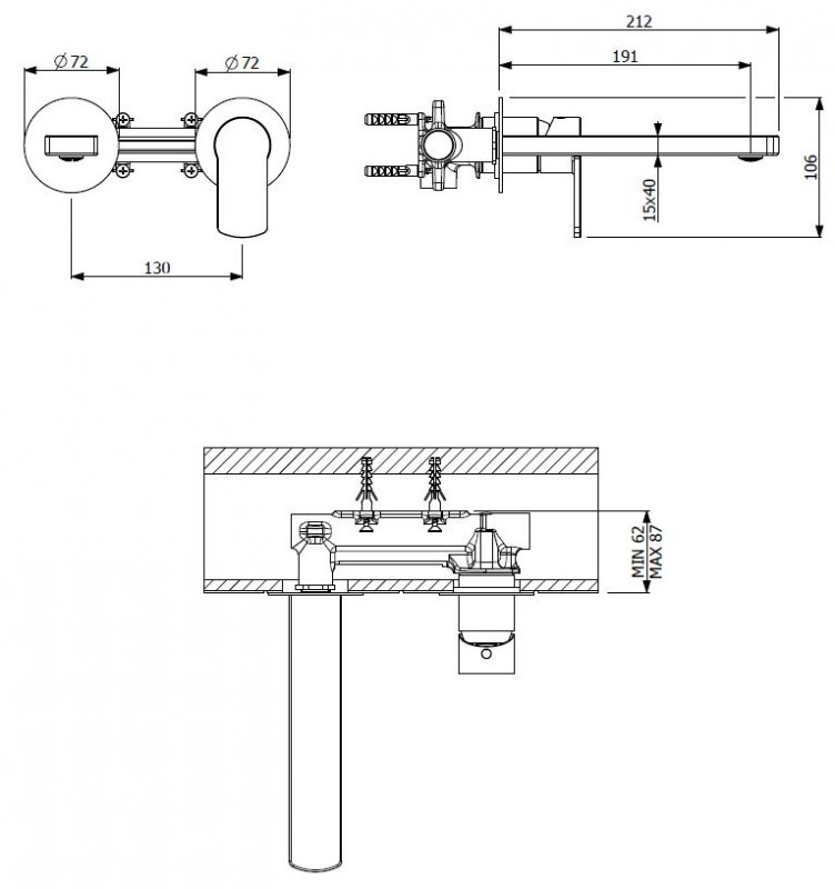 Встраиваемый смеситель для раковины CEZARES GLAM-BLI2-01 - Вид №1