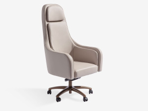 Кожаное офисное кресло руководителя с 5 спицами подголовник