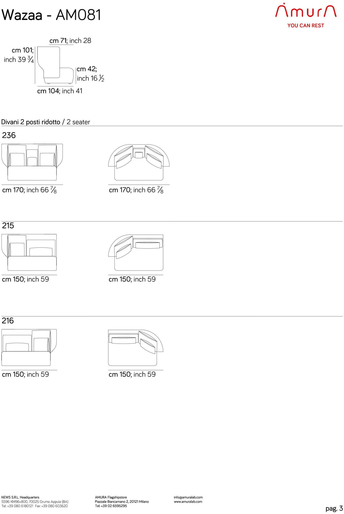 AMURA 2-х местный диван с высокой спинкой Wazaa Am081.020 - Вид №7