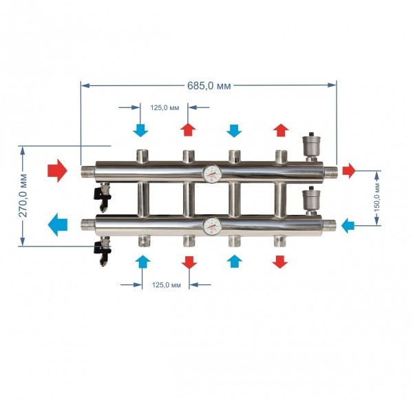 Купить Распределительный коллектор GK 60 кВт, 5 контуров Прокситерм GK255 - Вид №3