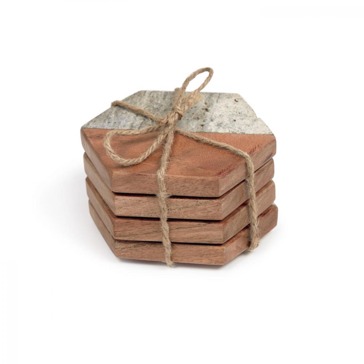 106386 Набор из 4 подставок из дерева и камня La Forma Sinai 