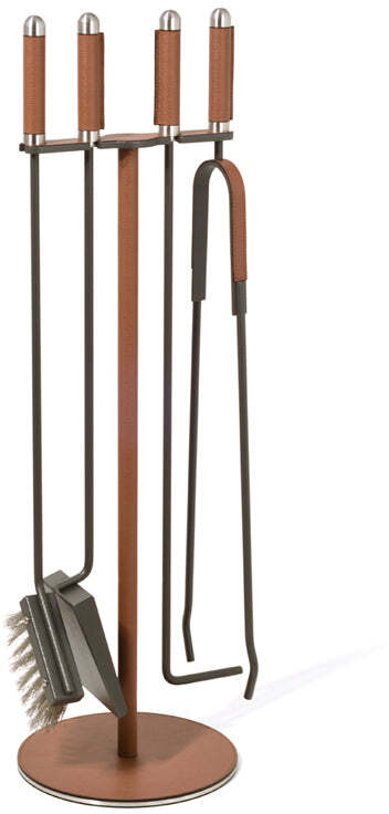 Каминный комплект - Ø 21XH71 см / плетеная кожа_черный