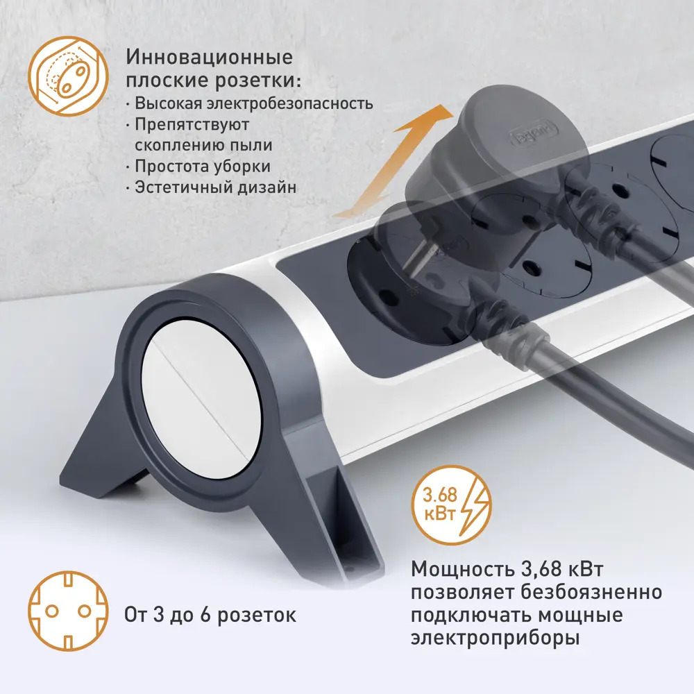 Колодка для удлинителя Legrand Комфорт 6 розеток с заземлением 3680 Вт цвет белый/черный STLM-2155974 - Вид №4