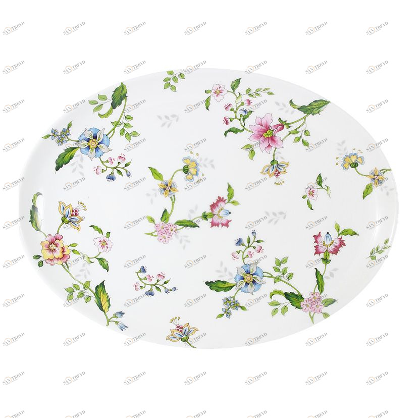 Блюдо фарфоровое овальное бело-зеленое Provence ANNA LAFARG EMILY PROVENCE 00-3946948 Белый;зеленый