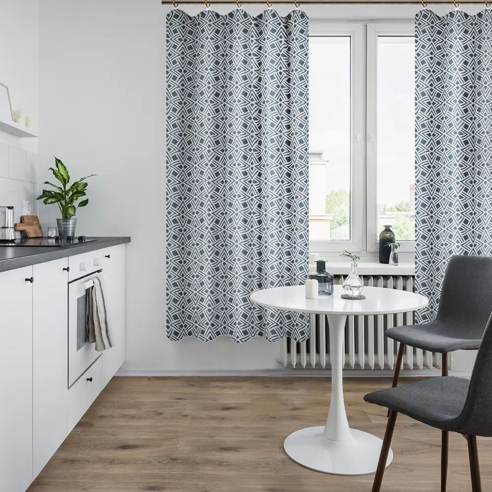 Штора на ленте для кухни «Геометрия» 145x180 см цвет серый LINEN WAY STLM-2073941 - Вид №4