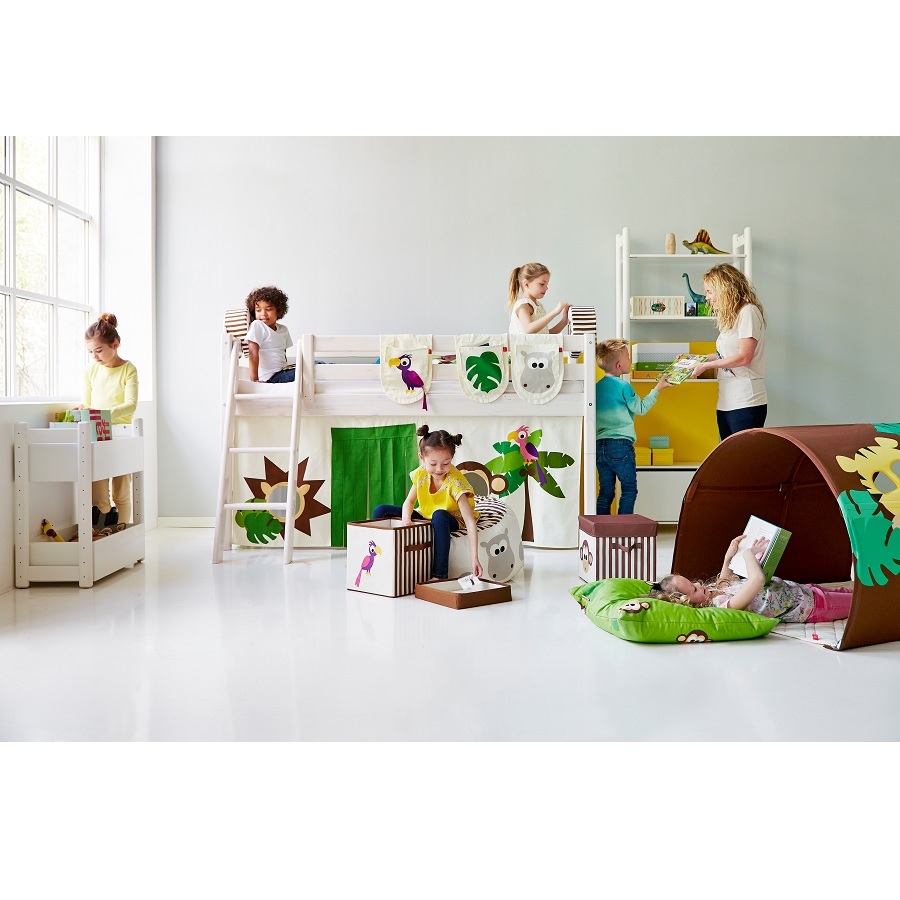 Кровать Flexa Classic с наклонной лестницей, белая, 200 см 9010308201 - Вид №1