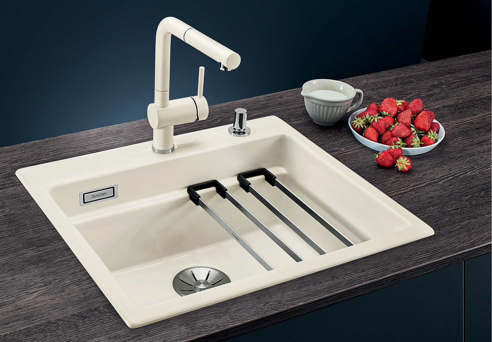 525156 Кухонная мойка Blanco Etagon 6 Ceramic PuraPlus глянцевый белый  Blanco Etagon Белый - Вид №1