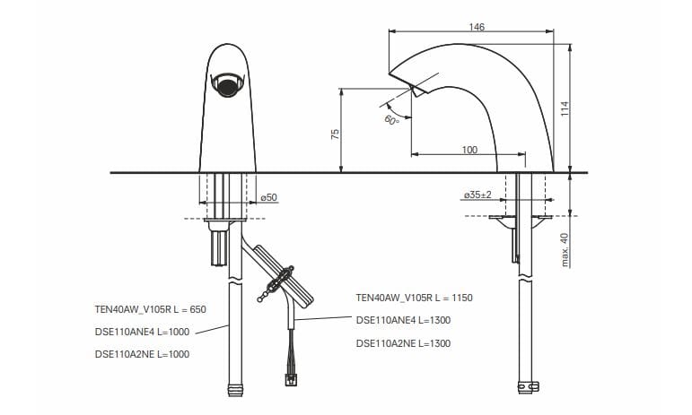 Электронный смеситель для раковины TOTO TENA40AWV105 ARCH-00049872 - Вид №3