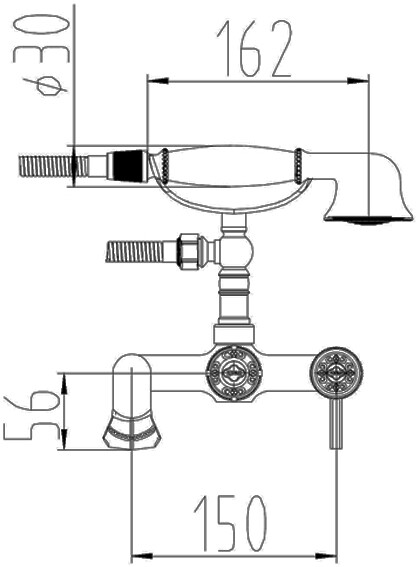 Смеситель ZorG Antic A 200W-SL для ванны с душем, серебро - Вид №1